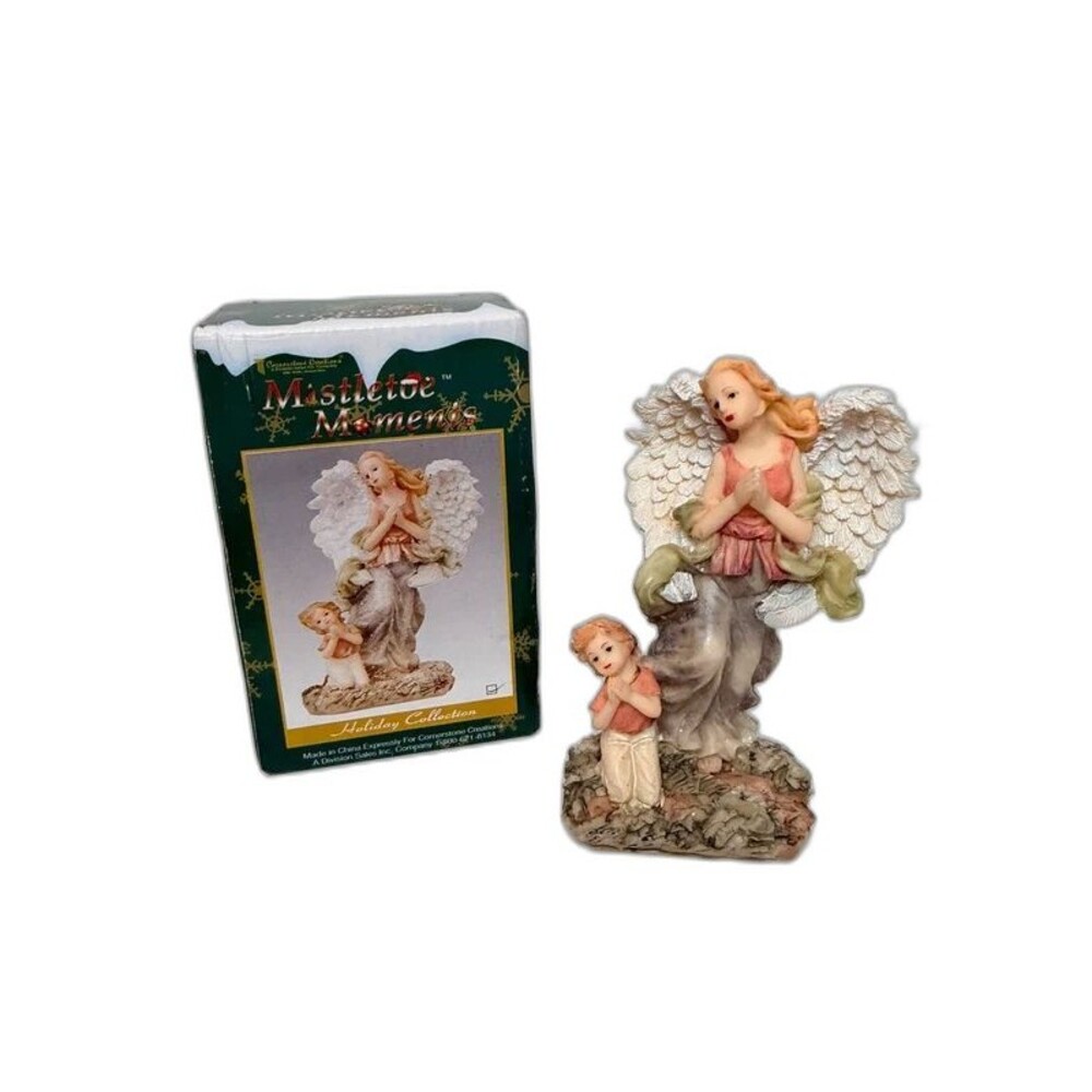 2000 Cornerstone Creations Mistletoe Moments Angel & Child Praying Figurine